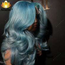 Load image into Gallery viewer, Haze Blue Body Wave 5X5 Closure 13X4 13X6 Lace Frontal Wigs