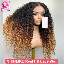 Load image into Gallery viewer, Ombre Brown & Blonde Curly Glueless 6X6 Closure 13X4 13X6 HD Lace Frontal Wigs
