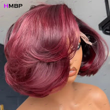 Load image into Gallery viewer, Ombre Burgundy BOB Body Wave Glueless 5X5 Closure 13X6 HD Lace Frontal Wigs