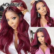 Load image into Gallery viewer, Ombre Burgundy Body Wave Brazilian 13X6 HD Lace Frontal Wig