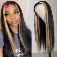 Load image into Gallery viewer, Black w/ Platinum Blonde Highlights 5X5 Closure 13X6 Lace Frontal Wigs