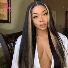 Load image into Gallery viewer, Black w/ Platinum Blonde Highlights 5X5 Closure 13X6 Lace Frontal Wigs