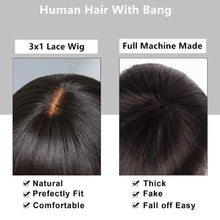 Load image into Gallery viewer, Black Middle Part Brazilian 3X1 Lace Frontal Wig w/ Bangs
