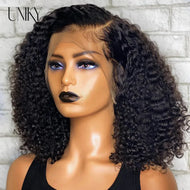 Black Glueless Curly 13X4 Bob Lace Frontal Wig