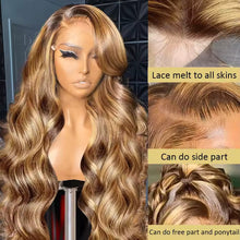 Load image into Gallery viewer, Honey Blonde w/ Highlights Body Wave Brazilian 13X6 HD Lace Frontal Wig
