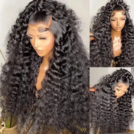 Black Deep Wave Curly Brazilian 13X6 Lace Frontal 360 Full Wigs