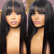 Black Middle Part Brazilian 3X1 Lace Frontal Wig w/ Bangs