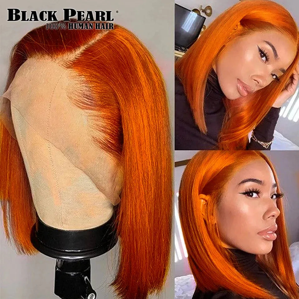 Orange /Ombre Orange Glueless 13X5 Bob Lace Frontal Wigs
