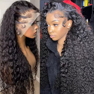 Black Curly Brazilian 13X4 HD Lace Frontal Wig