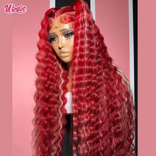 Load image into Gallery viewer, Red w/ Platinum Blonde Highlights Brazilian 13X6 Lace Frontal Wig
