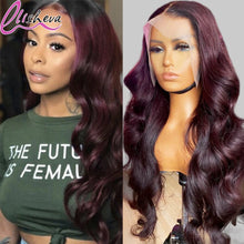 Load image into Gallery viewer, Dark Purple Body Wave Brazilian 4X4 Closure 13X4 Lace Frontal Wigs
