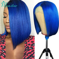 Electric Blue Bob 13X6 Lace Frontal 5X5 Closure Brazilian Wigs