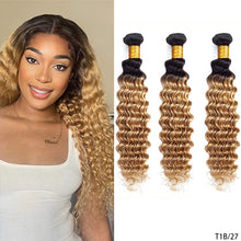 Load image into Gallery viewer, Ombre Blonde Deep Wave Hair Bundle Extensions 3pc
