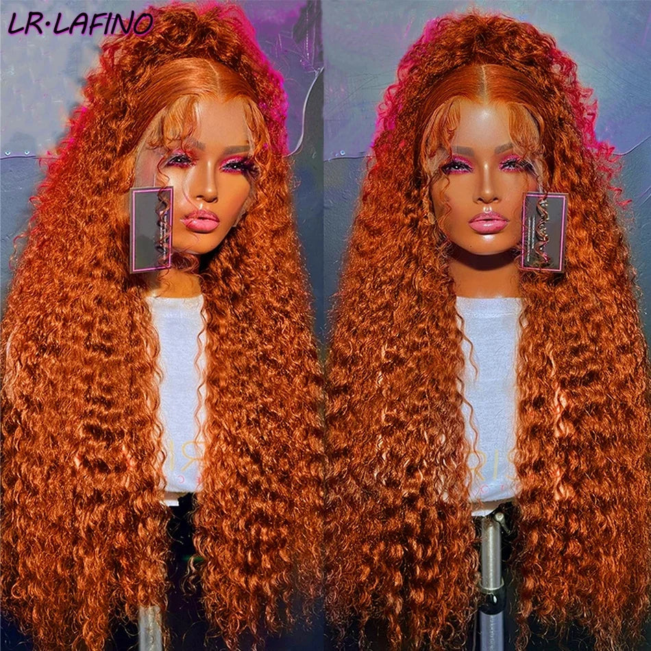 Orange Ginger Deep Wave Brazilian 13X6 HD Lace Frontal Wig