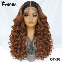Load image into Gallery viewer, Ombre Brown Curly Glueless Synthetic 13X6 HD Lace Frontal Wig
