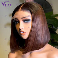 Brown BOB Straight Glueless 5X5 Closure 13X4 13X6 HD Lace Frontal Wigs
