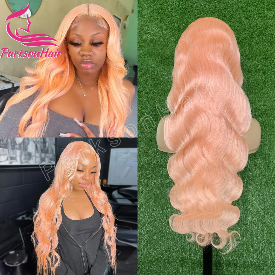 Salmon Pink 13X6 HD Brazilian Lace Frontal Wig