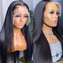 Load image into Gallery viewer, Black Straight Brazilian 13X4 HD Lace Frontal Wig w/ Baby Hair
