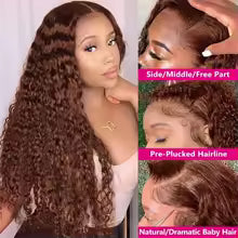 Load image into Gallery viewer, Chocolate Brown Kinky Brazilian 13X6 Lace Frontal Wig
