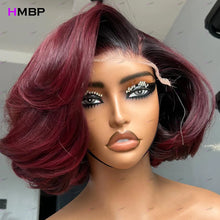 Load image into Gallery viewer, Ombre Burgundy BOB Body Wave Glueless 5X5 Closure 13X6 HD Lace Frontal Wigs
