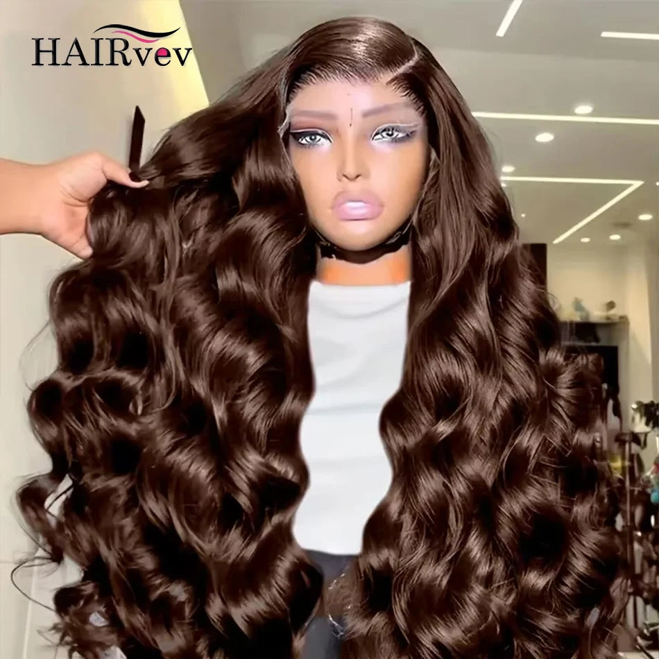 Chocolate Brown Body Wave Brazilian 13X6 HD Lace Frontal Wig