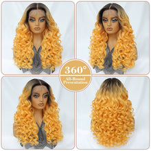 Load image into Gallery viewer, Ombre Blonde Curly Glueless Synthetic 13X6 HD Lace Frontal Wig
