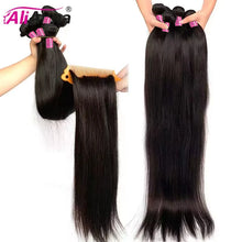 Load image into Gallery viewer, Black Bone Straight Brazilian Raw Hair Bundle Extensions 1pc 3pc 4pc
