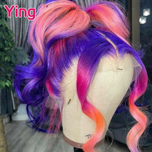 Load image into Gallery viewer, Purple, Pink, Orange Body Wave 13X6 Lace Brazilian Frontal Wig w/ Baby Hair
