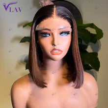 Load image into Gallery viewer, Brown BOB Straight Glueless 5X5 Closure 13X4 13X6 HD Lace Frontal Wigs
