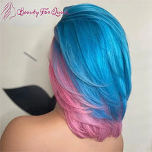 Load image into Gallery viewer, Bubble Gum Pink &amp; Blue BOB Brazilian 13X4 HD Lace Frontal Wig
