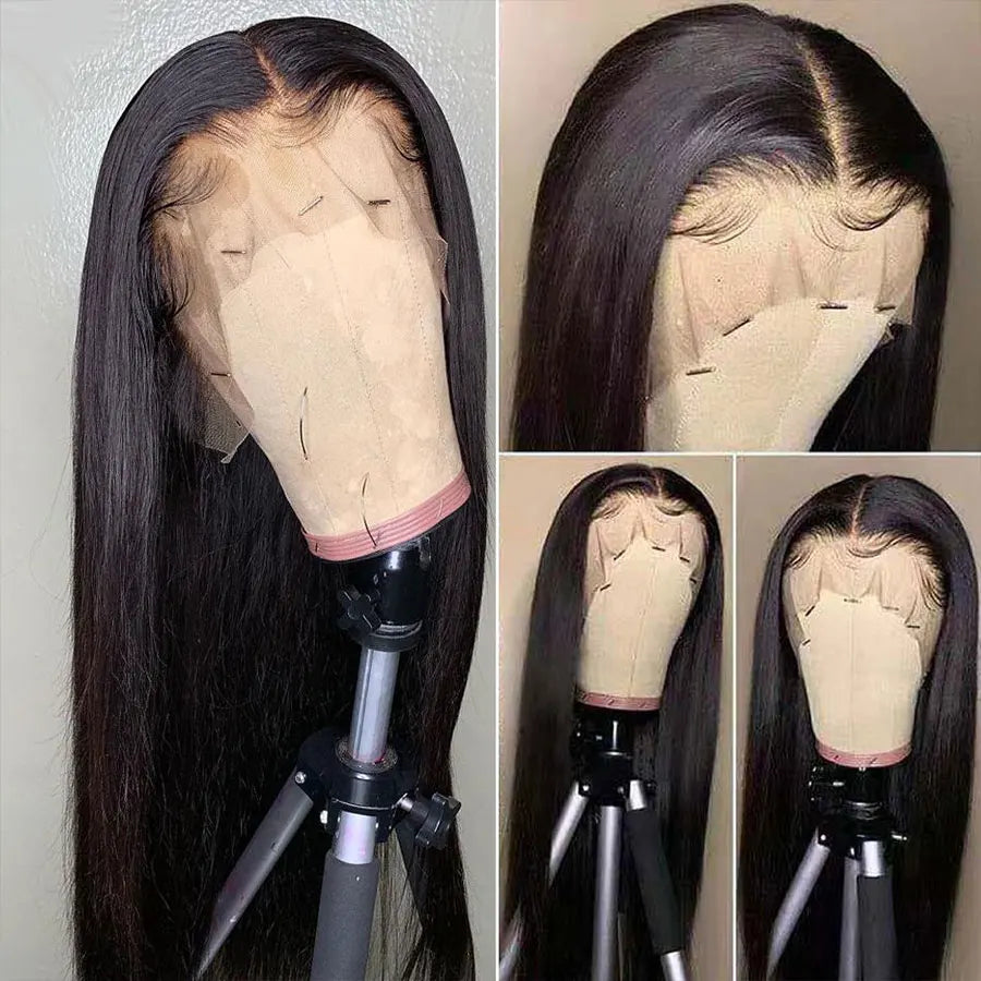Black Bone Straight Brazilian 13X6 HD Lace Frontal Wig w/ Baby Hair