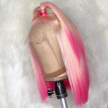 Load image into Gallery viewer, Platinum Blonde w/ Pink Highlights Bob Brazilian 13X4 Lace Frontal Wig
