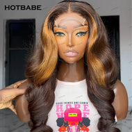 Brown w/ Blonde Highlights Body Wave Glueless 13X6 Frontal 360 Full HD Lace Wigs