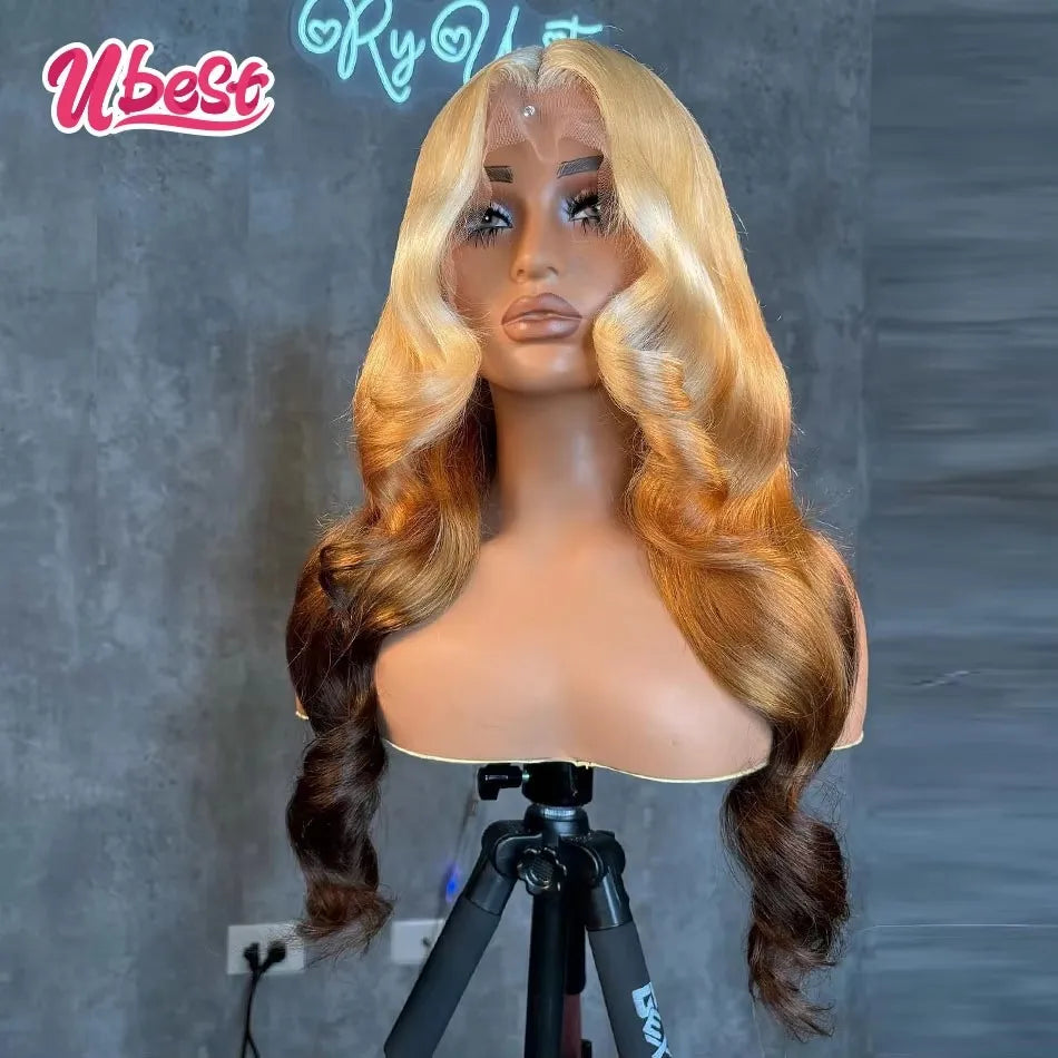 Ombre Golden Brown 13X6 Brazilian Lace Frontal Wig