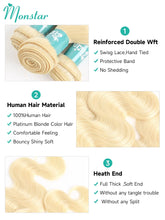 Load image into Gallery viewer, Platinum Blonde Body Wave Brazilian Hair Bundle Extensions 1pc 3pc 4pc
