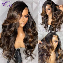 Load image into Gallery viewer, Brown w/ Blonde Highlights Glueless Body Wave 4X4 Closure 13X4 13X6 Frontal 360 Full HD Lace Wigs
