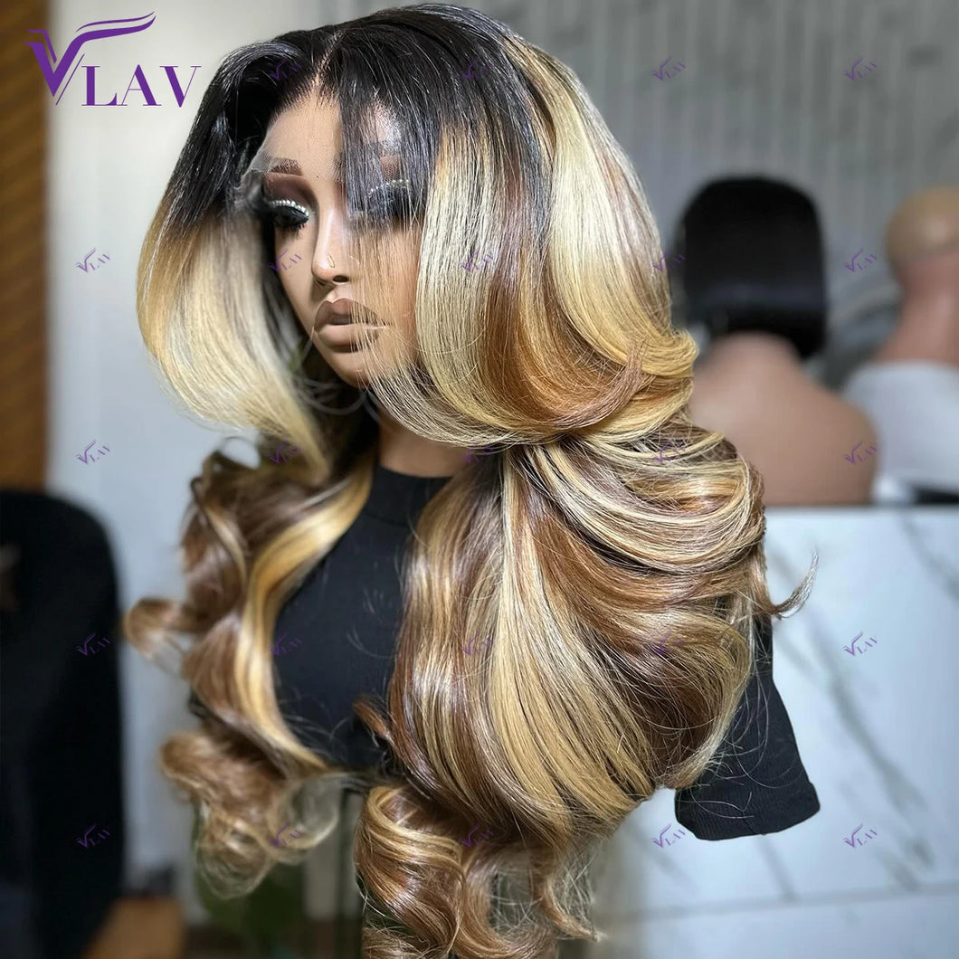 Ombre Blonde w/ Dark Roots 13X4 4X4 HD Lace Frontal Glueless Wigs