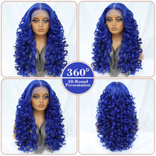 Load image into Gallery viewer, Electric Blue Curly Glueless Synthetic 13X6 HD Lace Frontal Wig
