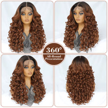 Load image into Gallery viewer, Ombre Brown Curly Glueless Synthetic 13X6 HD Lace Frontal Wig
