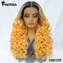 Load image into Gallery viewer, Ombre Blonde Curly Glueless Synthetic 13X6 HD Lace Frontal Wig

