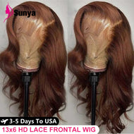 Chocolate Brown Body Wave Brazilian 13X6 HD Lace Frontal Wig
