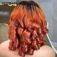 Load image into Gallery viewer, Ombre Ginger BOB Bouncy Curls Glueless 13X6 Frontal 360 Full HD Lace Wigs
