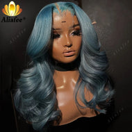 Haze Blue Body Wave 5X5 Closure 13X6 Lace Frontal Wigs