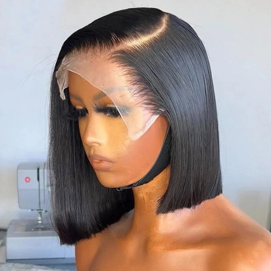 Black Brazilian 13X4 Bob Lace Frontal Wigs Side Part /Middle Part