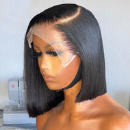 Black Brazilian 13X4 Bob Lace Frontal Wigs Side Part /Middle Part