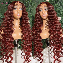 Load image into Gallery viewer, Burgundy Deep Wave Brazilian 13X6 Lace Frontal Wig
