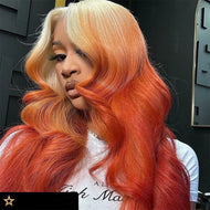 Orange Ginger w/ Blonde Highlights Brazilian 13X6 Lace Frontal Wig