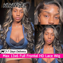 Load image into Gallery viewer, Black w/ Blonde Highlights Body Wave Glueless 13X6 HD Lace Frontal Wig
