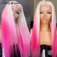 Platinum Blonde w/ Pink Highlights Brazilian 13X4 HD Lace Frontal Wig