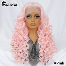 Load image into Gallery viewer, Pink Curly Glueless Synthetic 13X6 HD Lace Frontal Wig
